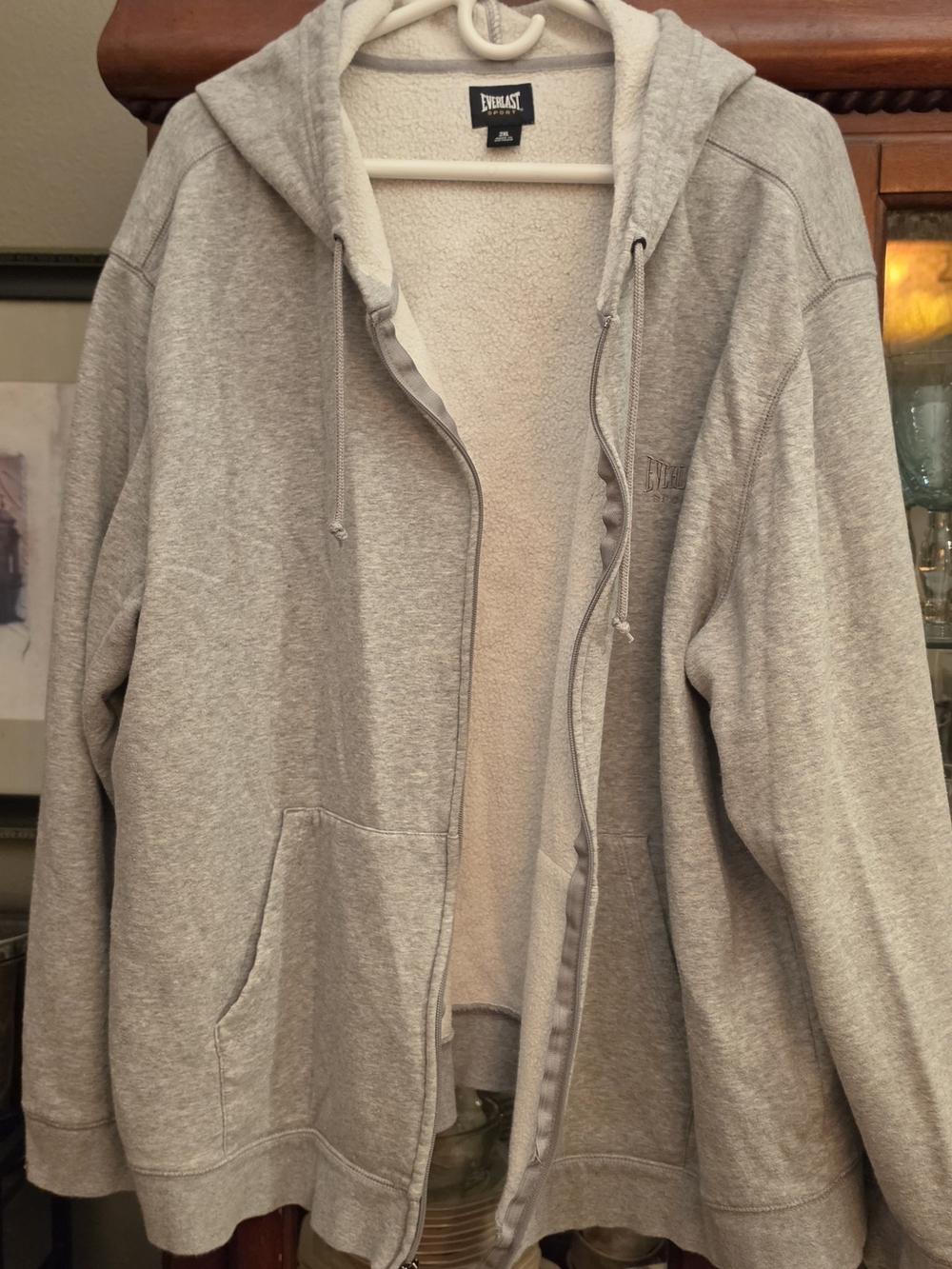 Everlast Light Gray Sherpa-Lined Zip Hoodie